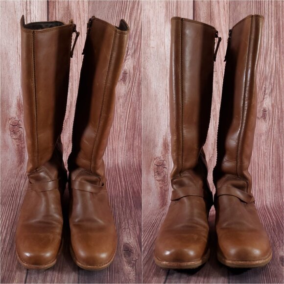 Teva Womens 7.5 De La Vina Dos Tall Boots Brown Leather Zip Waterproof 1017143 - Picture 4 of 15